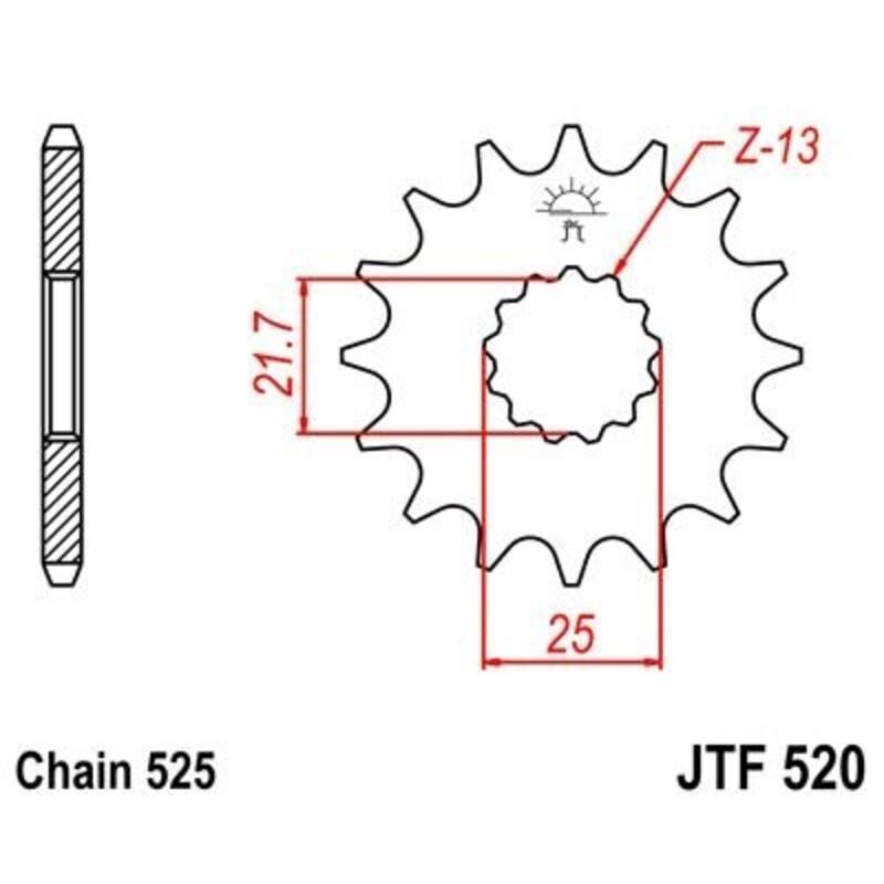 JT SPROCKETS JTF520.14RB : Piñón con goma anti-ruido JT SPROCKETS acero 520 - 525