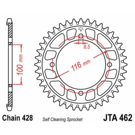 JT SPROCKETS JTA462.51BLK : Corona JT SPROCKETS aluminio negro Ultra-Light autolimpiable 462 - 428