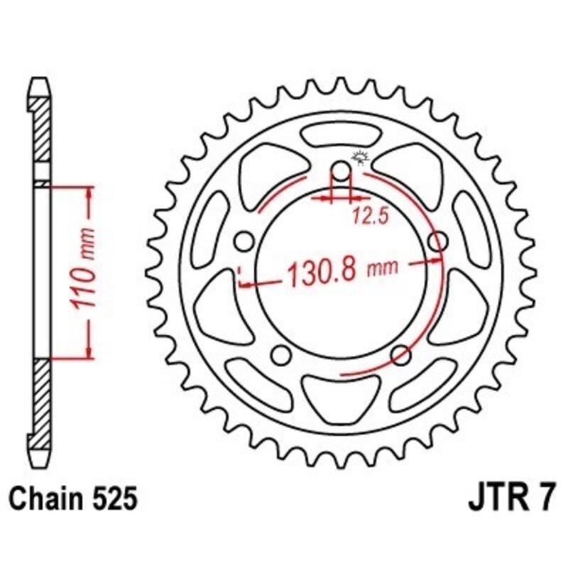 JT SPROCKETS JTR7.44ZBK : Corona JT 7 de zinc negro con 44 dientes
