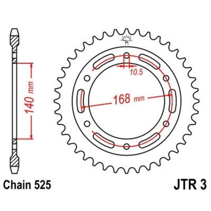 JT SPROCKETS JTR3.42ZBK : Corona JT 3 de zinc negro con 42 dientes