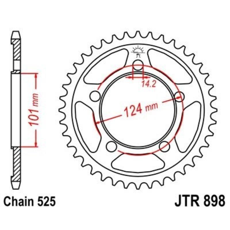 JT SPROCKETS JTR898.38ZBK : Corona JT 898 de zinc negro con 38 dientes
