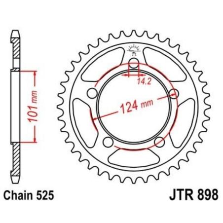 JT SPROCKETS JTR898.38ZBK : Corona JT 898 de zinc negro con 38 dientes