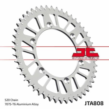 JT SPROCKETS JTA808.52BLK : Corona JT Aluminio negro JT 808 con 52 dientes