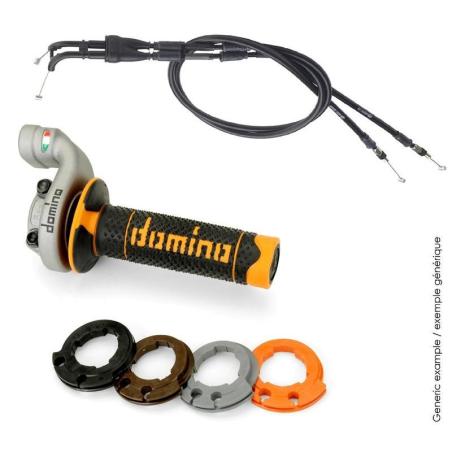 DOMINO  : Kit acelerador DOMINO KRK Evo con cables puños Rojo/Negro
