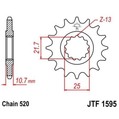 JT SPROCKETS JTF1595.16RB : Piñón con goma anti-ruido JT SPROCKETS acero 1595 - 520