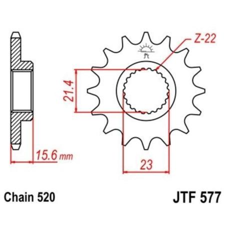 JT SPROCKETS JTF577.15RB : Piñón con goma anti-ruido JT SPROCKETS acero 577 - 520