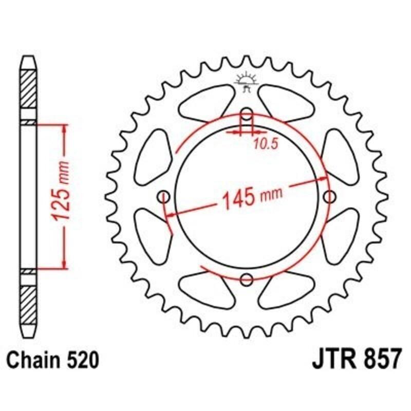 JT SPROCKETS JTR857.47ZBK : Corona JT 857 de zinc negro con 47 dientes