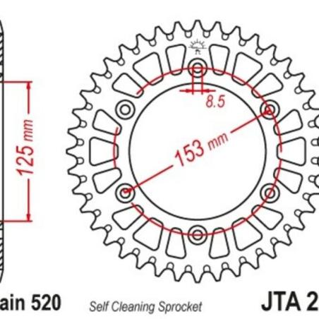 JT SPROCKETS JTA210.51BLK : Corona JT Aluminio negro JT 210 con 51 dientes