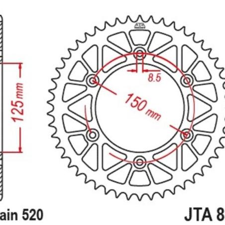 JT SPROCKETS JTA897.47BLK : Corona JT SPROCKETS Racelite aluminio negro 897 - 520