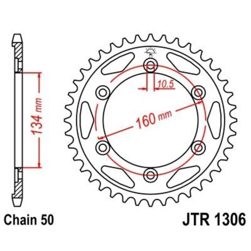 JT SPROCKETS JTR1306.40ZBK : Corona JT 1306 de zinc negro con 40 dientes