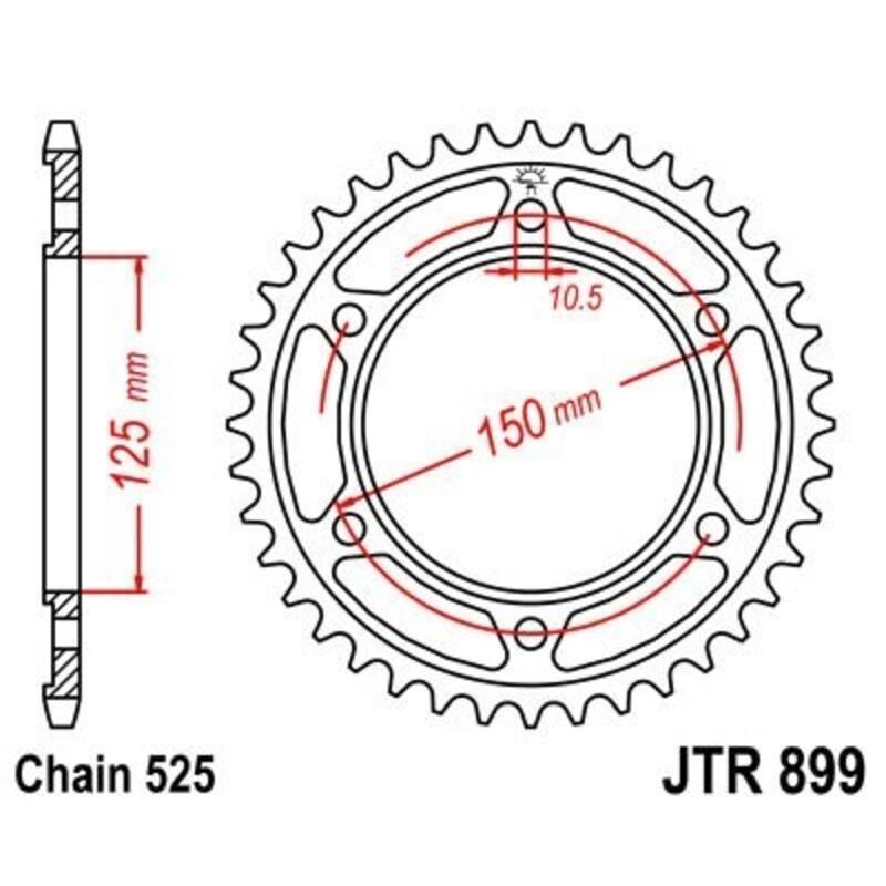 JT SPROCKETS JTR899.42ZBK : Corona JT 899 de zinc negro con 42 dientes