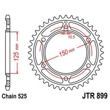 JT SPROCKETS JTR899.42ZBK : Corona JT 899 de zinc negro con 42 dientes