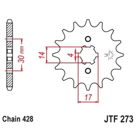 JT SPROCKETS JTF273.16 : Piñon JT 273 de acero con 16 dientes