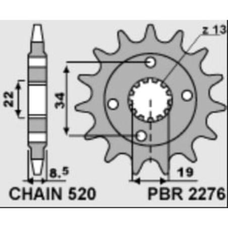 PBR 2276 15 18NC : Piñón PBR acero estándar 2276 - 520