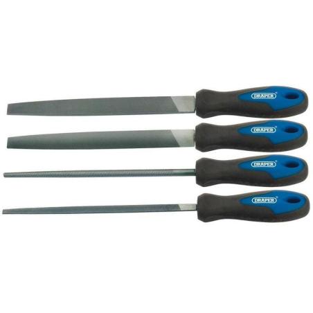 DRAPER 44962 : Juego de 4 limas planas DRAPER 200mm