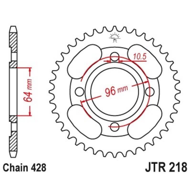 JT SPROCKETS JTR218.44 : Corona JT 218 de acero Honda CG125 44 dientes