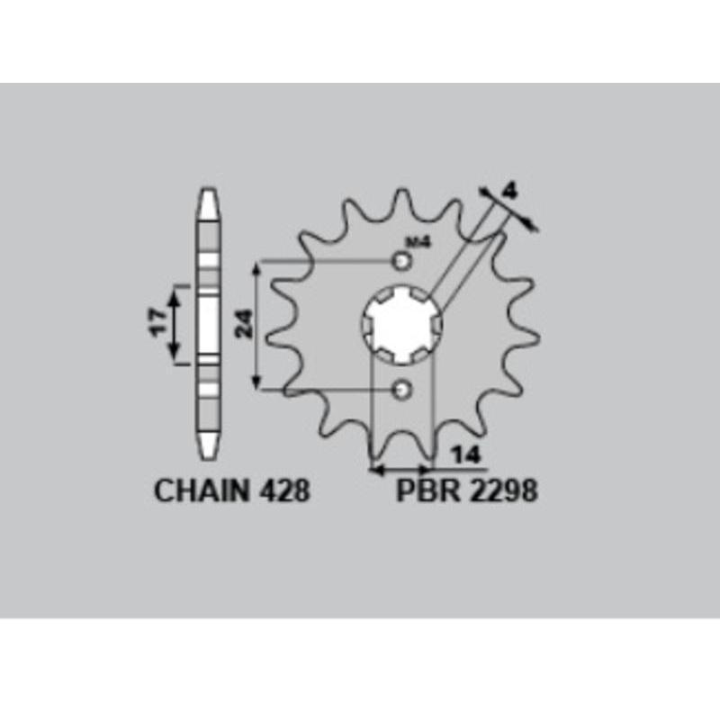 PBR 2298 12 18NC : Piñón PBR acero estándar 2298 - 428