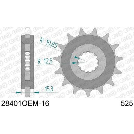 AFAM 28401NR-16 : Piñón con goma anti-ruido AFAM acero 28401 - 525