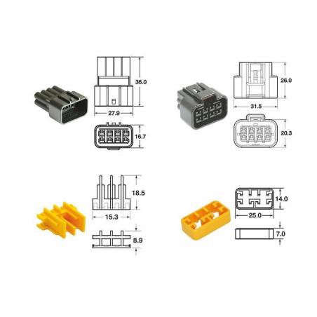 BIHR 90FRKW.8P : Juego de conectores 8 vias Series 090 FRKW BIHR tipo original - 5 Juegos completo