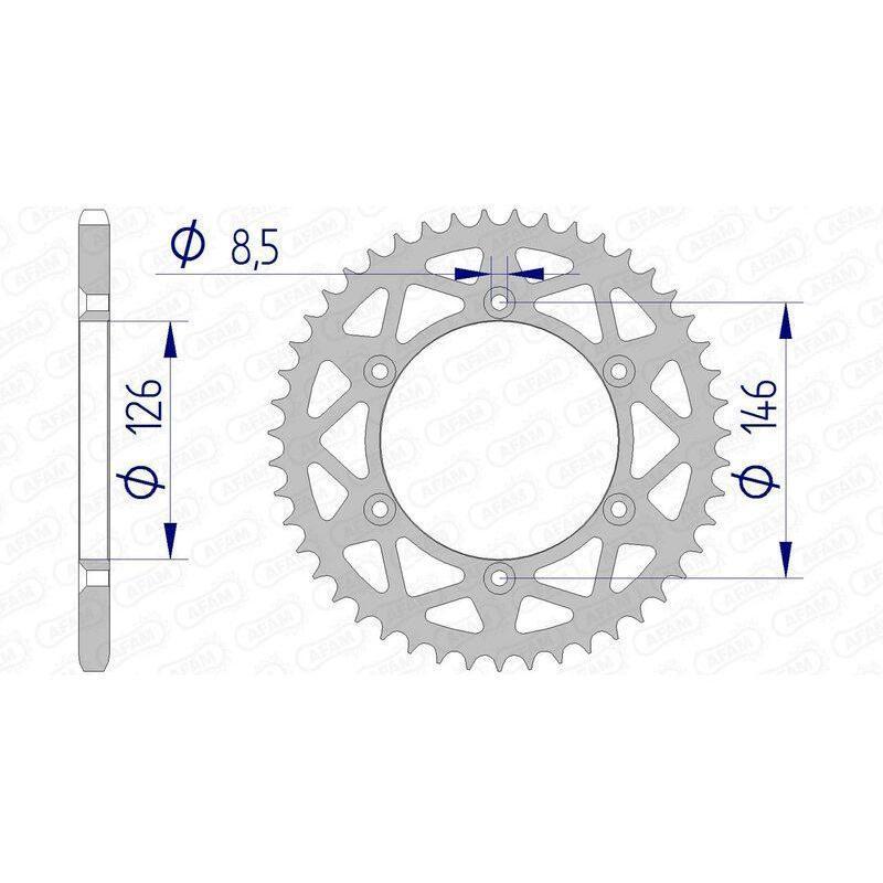 AFAM 15203N-48 : Corona AFAM aluminio 15203 - Paso 520