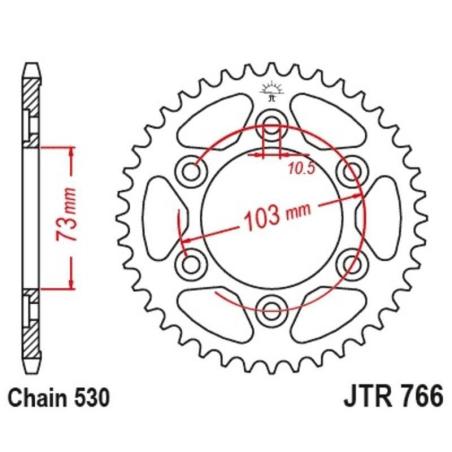 JT SPROCKETS JTR766.43 : Corona JT 530 de acero con 43 dientes