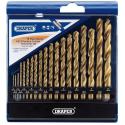 DRAPER 24907 : Juego de 19 brocas DRAPER HSS titanio 1 - 10mm