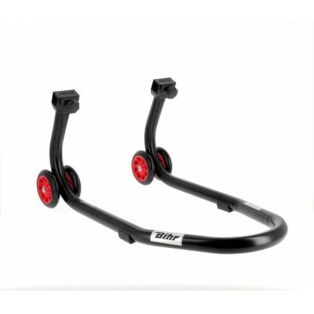 BIHR  : Caballete delantero BIHR Home Track color negro mate y ruedas rojas