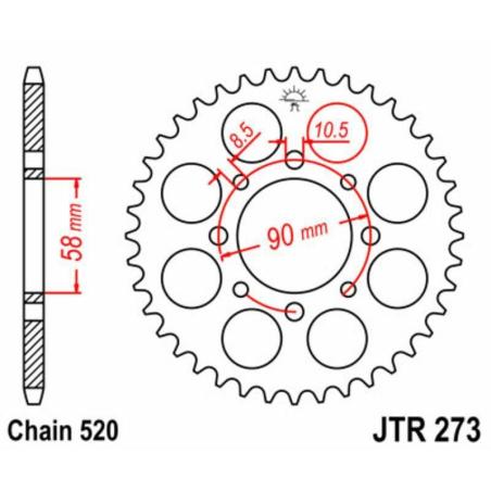 JT SPROCKETS JTR273.41 : Corona JT SPROCKETS acero estándar 273 - Paso 520