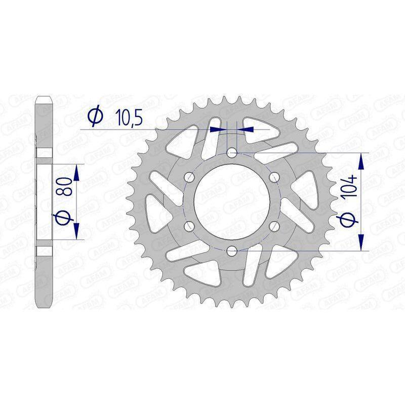 AFAM 17610-40 : Corona AFAM aluminio 17610 - Paso 525