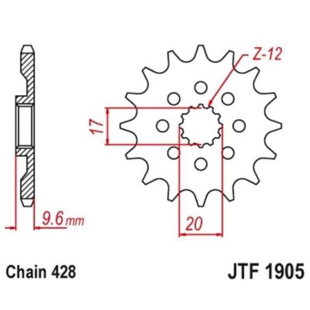 JT SPROCKETS JTF1905.13 : Piñon JT 428 de acero con 13 dientes KTM SX85