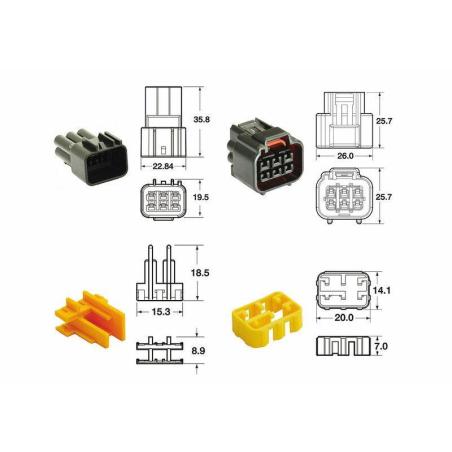 BIHR 90FRKW.6P : Juego de conectores 6 vias Series 090 FRKW BIHR tipo original - 5 Juegos completo