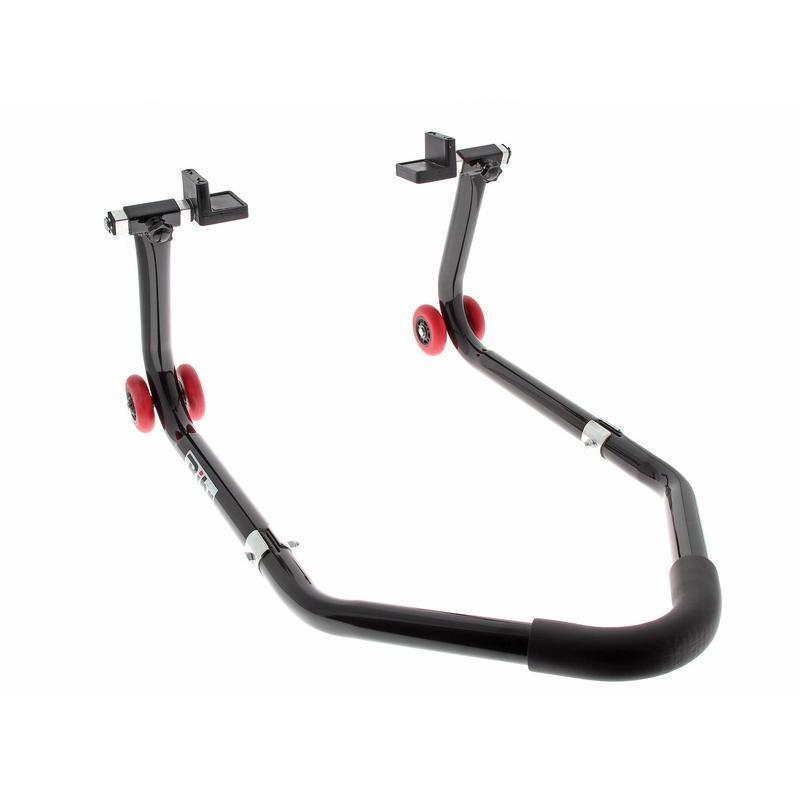 BIHR MR02-PAD : Caballete trasero universal desmontable BIHR negro con adaptadores de goma en L