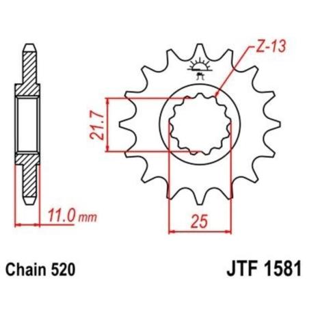 JT SPROCKETS JTF1581.14 : Piñón JT F1581 de acero con 14 dientes