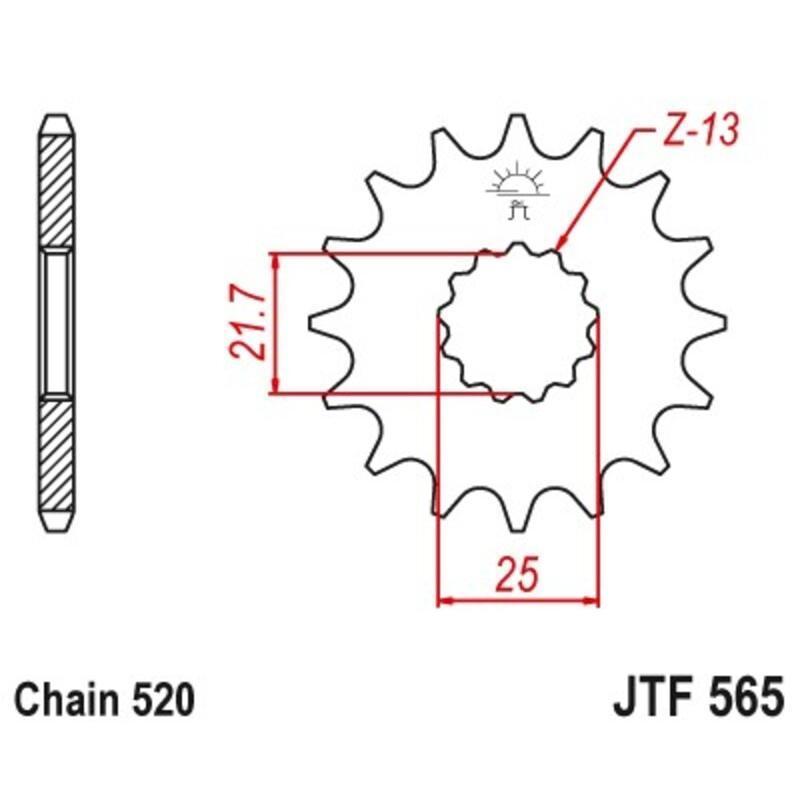 JT SPROCKETS JTF565.14 : Piñon JT 565 acero 14 dientes