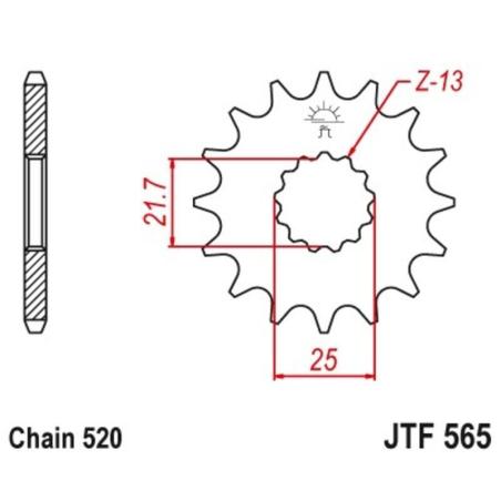 JT SPROCKETS JTF565.14 : Piñon JT 565 acero 14 dientes