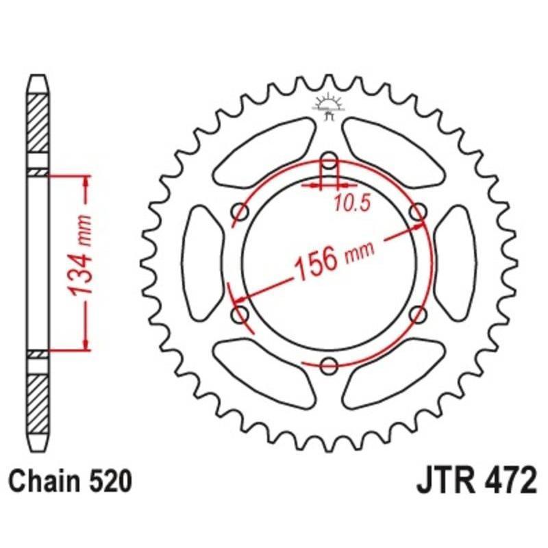 JT SPROCKETS JTR472.48 : Corona JT 472 de acero con 48 dientes