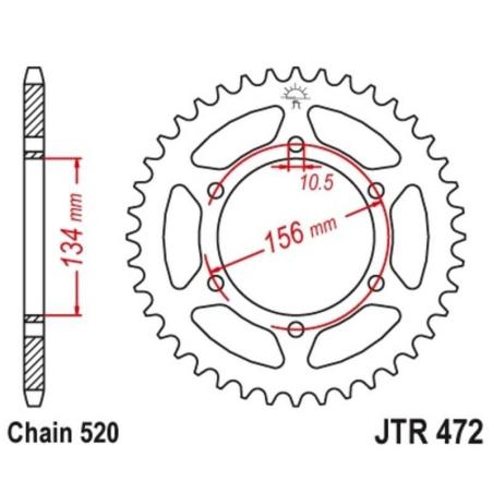 JT SPROCKETS JTR472.48 : Corona JT 472 de acero con 48 dientes
