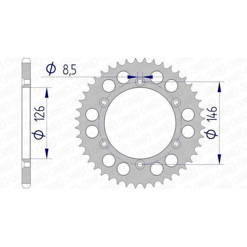 AFAM 15203N-43 : Corona AFAM aluminio 15203 - Paso 520