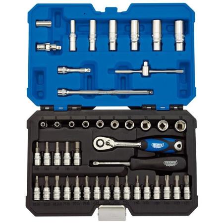 DRAPER 16446 : Kit de 44uds de Vasos & llaves carraca métrica 1/4'' DRAPER