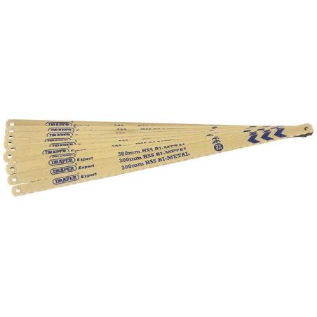 DRAPER 19347 : Hojas de sierra bimetal para arco de sierra metales DRAPER 10uds x 300mm