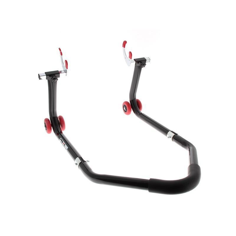 BIHR MR02-F4 : Caballete trasero universal desmontable BIHR negro con adaptadores de goma en V