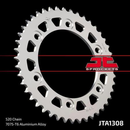 JT SPROCKETS JTA1308.43BLK : Corona JT Aluminio negro JT 1308 con 43 dientes