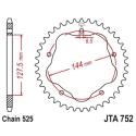 JT SPROCKETS JTA752.43 : Corona JT 525 de aluminio con 43 dientes