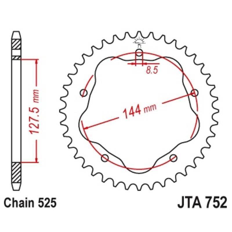 JT SPROCKETS JTA752.43 : Corona JT 525 de aluminio con 43 dientes