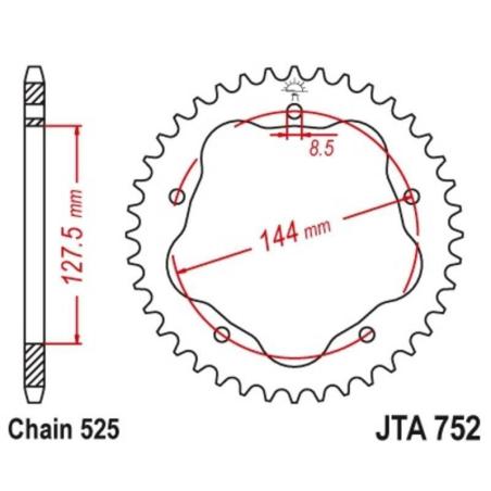 JT SPROCKETS JTA752.43 : Corona JT 525 de aluminio con 43 dientes