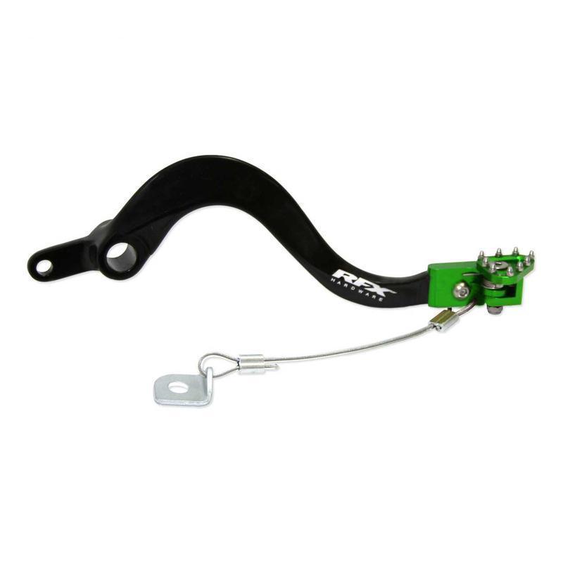 RFX FXRB2010099GN : Pedal de freno trasero RFX Pro FT (negro/verde) - Kawasaki KXF250
