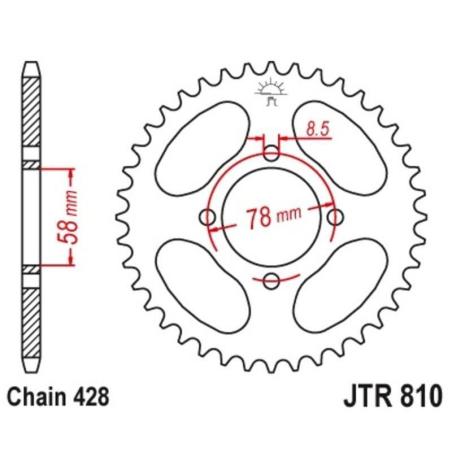 JT SPROCKETS JTR810.46 : Corona JT 810 acero 46 dientes