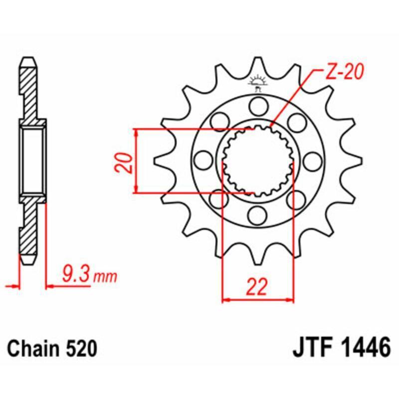 JT SPROCKETS JTF1446.13 : Piñón JT de acero KX250 F 06-19 13 dientes