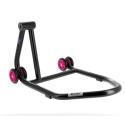 BIHR  : Caballete monobrazo izquierdo BIHR Home Track color negro mate y ruedas rosas