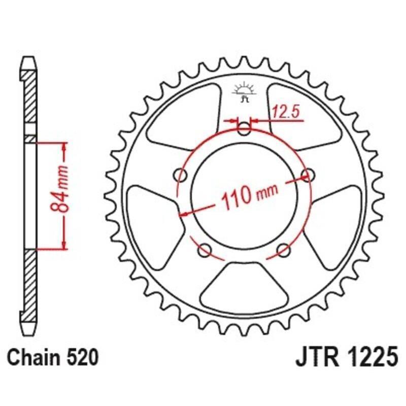 JT SPROCKETS JTR1225.40 : Corona JT 1225, 40 dientes, acero